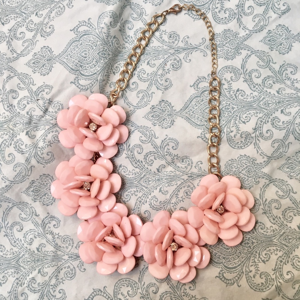 Pink & gold flower statement necklace